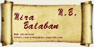 Mira Balaban vizit kartica